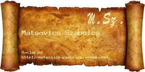 Matsovics Szabolcs névjegykártya