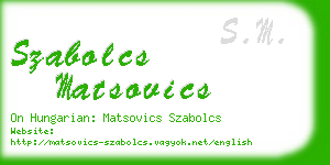 szabolcs matsovics business card